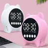 Haut-parleurs portables Haut-parleur avec horloge pour enfants, horloge mignonne, alarme, horloge Bluetooth avec carte de support de haut-parleur AUX avec radios d'alarme LED