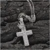 Pendant Necklaces Hip Hop Crown Cross Necklace Bling Religious Jewelry Fl Cubic Zirconia Men Women Gift Drop Delivery Pendants Dhjma