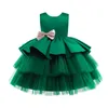 Meisjes Jurken Peuter Meisje Jurk Grote Boog Doop voor Eerste Jaar Verjaardagsfeestje Bruiloft Kleding Tutu Fluffy Gown 230607