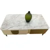 Italian light luxury rock panel TV cabinet tea table combination of small household minimalist cabinet living room white TV cabinet