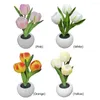 Lampade da tavolo LED Tulip Flower Night Light Vaso di fiori Pianta in vaso Lampada Home Room Decor