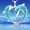 Correntes KYTRD Fashion Dolphin Animal Colar Exquisite Double Happiness Dolphins Happy Followers Gifts For Beautiful Girls