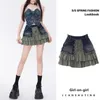 Skirts Patched Cake Skirt Denim Mini High Waist Sweet Girl Y2k Jean Korean Style Goth Kawaii Clothes 230607