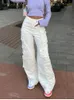 Dżinsy damskie 2023 Kobiety w lupgy talia kieszonka lusta relaksowana prosta szeroka noga spodnie Y2K Spodnie mody casual szczupły