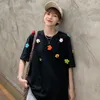 TシャツDayifunショートスリーブTシャツ女性用ソリッド甘い3D花刺繍大型Tシャツ韓国バージョン