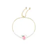 Braccialetti a maglie Bracciale a forma di cuore rosa pesca adorabile Mini perline di perle per ragazze Regalo per feste di compleanno con gioielli dolci per bambini