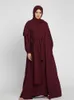 Etniska kläder Ramadan 3 -stycken Matchande muslimsk set abaya kimono hijab klänning med wrap kjol öppen abayor för kvinnor dubai kalkon islamisk