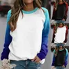 Etnische kledingblouse voor dames Raglan ronde hals Tops Gradient Solid Print Sweatshirts Top Lang licht herfstfleecejack