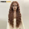 Synthetic Lace Wigs Blonde Ginger Long Deep Wavy Wigs Heat Resistant Synthetic Wigs For Black Women Cosplay Wigs 230524