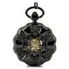 Pocket Watches WAH493 Pumpkin Shape Vintage Black Mechanical Movement Hollowed Watch Gift 5 Pieces