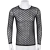 Heren T-shirts TiaoBug Mannen Mesh See-Through Fishnet Sheer T-Shirt Lange mouw Pullover Club Party Hemd Zwart Wit Transparant Sexy Tops 230608