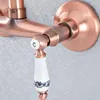 Kitchen Faucets Antique Red Copper Brass Wall Mounted Wet Bar Bathroom Vessel Basin Sink Cold Mixer Tap Swivel Spout Faucet Msf893