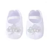 First Walkers Baby Girls Flats And Headband Soft Pearl Crown Princess Wedding Dress Walking Shoes For Born Infant Toddler