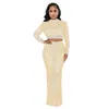 Two Piece Dress Long Sleeve Mesh Maxi Bodycon Elegant Party Sparkly Rhinestone For Birthday Dress Sexy Club Two Piece Sets Womens Outifits 230608