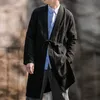 Giacche da uomo Abito tradizionale cinese Cappotto di media lunghezza Abbigliamento da uomo Taglie forti Abito casual Cardigan Giacca a vento in lino di cotone vintage Uomo 230608