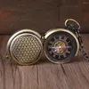 Pocket Watches Bronze Steampunk Mechanical Watch For Men And Women Classic Side Open Roman Digital Jewelry