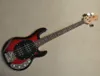 Neue rot/schwarze 4-saitige E-Bassgitarre mit HH-Tonabnehmern, Logo/Farbe individuell anpassbar
