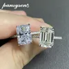 Wedding Rings PANSYSEN 925 Sterling Silver Emerald Cut Simulated Diamond for Women Luxury Proposal Engagement Ring 230608