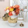 Storage Bottles Gold-plated Ceramic Jar Golden General Tank Tea Canister Porcelain Jewelry Jars Cosmetic Containers Desk Decoration