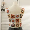 Kvinnors tankar Camis Oumea Women Cotton Crochet Tank Tops Retro Floral Brodery Crop Tops fyrkantiga hals stickade toppar ärmlös vintage chic toppar 230608