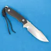 Free Wolf M2372 Outdoor Straight Hunting Knife 5Cr13Mov Satin Drop Point Blade Black G10 Full Tang Handle Fixed Blade Knives with Kydex and Survival Whistle