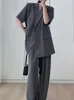 Vrouwen Tweedelige Broek Formele Vrouw Kantoor Kleding Stukken Set Zomer Chic Casual Losse Zakelijke Blazer Broekpak Vrouwen Mode Koreaans