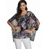 Kvinnors blusar Kvinnors bhflutter 4xl 5xl 6xl plus storlek 2023 BLOUSE Women Chic Floral Print Chiffon Shirts Sexy Off Shoulder Summer