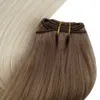 ヘアピースMoresoo Human Bundles Weave in Double Wefted Machine Remy Balayage Piece for Women Straight Weft Extension 230609