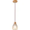 Lampes suspendues Lustres Simple Bois Verre Moderne LED Lampe E27 Ampoule Pour Salon Salle D'étude Chambre Chevet Appartements Loft Lumière Intérieure