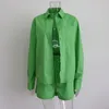 Damskie dresy 2023 Summer Women Green Cotton High talia Dwuczęściowa koszulka i szorty