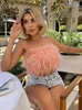 Women's Tanks Camis Spring Summer Women's Clothing In Fashion Blouses Fluffy and Multi-color Fur Bra Versatile Tank Top Women Streetwear 230608