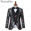 Erkekler Suits Blazers Thorndike yakışıklı siyah jakard yemeği özel yapım smokin için formal için ceket yelek pantolon 230609