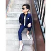 Suits Boys Wedding Dress Formal Slim Kids Blazer Pants 2 Pcs Child Solid Royal Blue School Performance Show Costume 230608