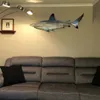 Wall Stickers Metal Shark Outdoor Wall Art Hanging Glass Nautical Decor Ocean Fish Decoration for Patio or Pool 1020 Inches Long Wall Decor 230608