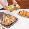 Plates 1PCS European Gold Retro Iron Tray Fruit Bread Dessert Snack Large Capacity Boat Type Small Kitchen Bar Supplies