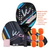 Tennis Rackets Camewin Full 3K Carbon Fiber Rough Surface Beach Racket6 Balls Set 230608