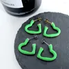 Brincos de argola Brincos de gotejamento de óleo de cor verde fresca para mulheres em forma de coração doce charmosas joias de verão femininas ZK30