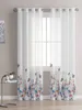 Gardin 1/2st vårblommor Butterfly Retro Sheer Tulle gardiner Voile For Living Room Cafe persienner