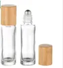 2021 NEW 10ml Natural Bamboo Wooden Glass Roller Bottles, Essential Oil Roller Bottles, Steel roller-ball, Fragrance Perfume Roller Bottles