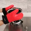 Oven Mitts 1 Pcs Silicone Heat Resistant Gloves Household Long Cotton Microwave Mittens Kitchen Baking Glove Cooking Barbecue Gants 230608