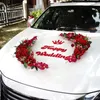 Decorative Flowers Artificial Silk Rose Ribbon Bow Wedding Car Flower Set Decoration Supplies Fake