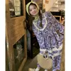 Casual Dresses Korean Retro Purple Floral For Women Loose Sweet Lolita Dress Spring Summer O-Neck Long Sleeves Vestidos Drop