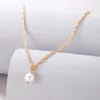 Chaînes ToconaExquisite Perle Pierre Pendentif Collier Pour Femmes Simple Chaîne Ras Du Cou Alliage Métal Bijoux De Mariage Collier En Gros 21886