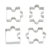 Outils de cuisson en acier inoxydable Fondant Biscuit Cookie Cutter Gâteau Pâtisserie Puzzle Moule 4 Pcs