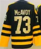 커스텀 남성 여성 청소년 보스턴 브루 인스 제이즈 88 David Pastrnak 63 Brad Marchand 73 Charlie McAvoy Hockey Jerseys Black Yellow Stitched