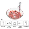 Bathroom Sink Faucets Boweiya Small Apartment Tempered Glass Wash Basin Balcony Art Above Counter Semi-hung