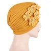 Gorros femininos flor com miçangas de cristal hijabs turbante chapéu senhoras elástico pano cabeça boné acessórios para o cabelo cachecol muçulmano