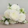 Flores decorativas 5 cabeças pequenas buquê artificial de seda falsa gardenia festas de casamento de casamento branco flor rosa para jardim de casas