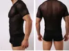 Camisetas Masculinas Sexy Transparente Manga Curta T-shirts Moda Roupas Intimas Transparentes Camisas Men Mesh Top Camisolas de Dormir 230608