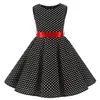 Flickas klänningar barn sommar ärmlös polka dot blommor prestanda klänning retro kläder stora flickor mode party vestido princesa 230609